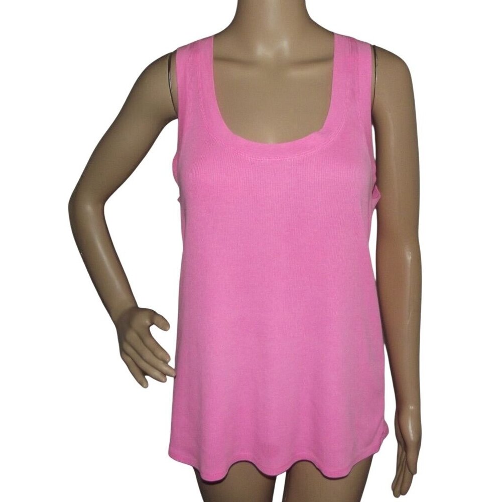 Aerie Tank Top Womens Size Large Pink ribbed knit scoop neck Y2K